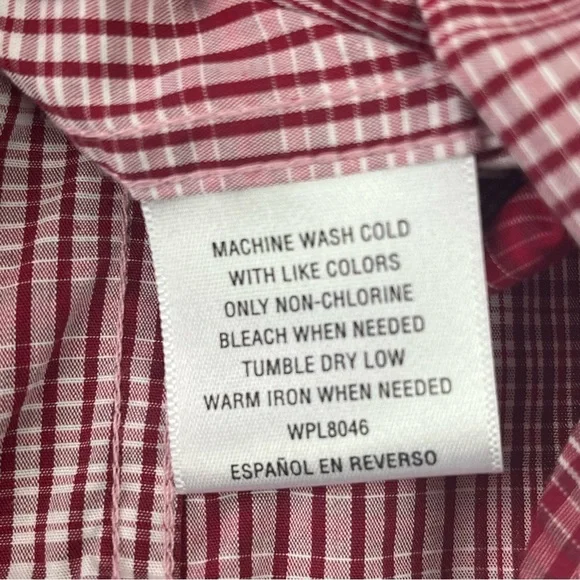 Alfani Mens Short Sleeve Shirt Red White Plaid XXL - Picture 8 of 8